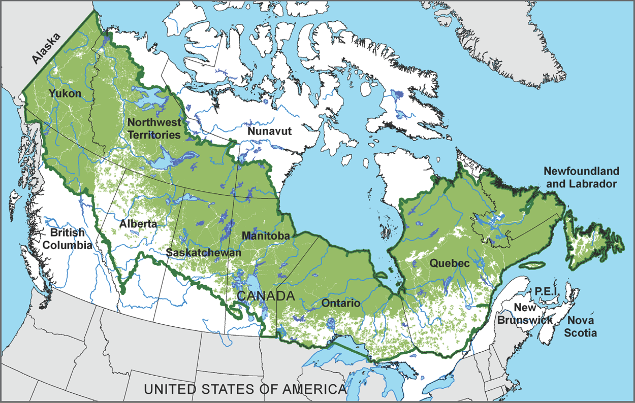 Map of human-related disturbances within Canada's Boreal forest: